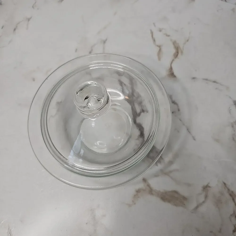 Vintage Hazel Atlas Clear Glass Round Casserole Dish with Lid H over A Logo MCM
